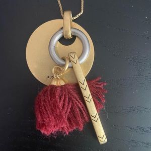 Madewell gold necklace with tassel and pendant